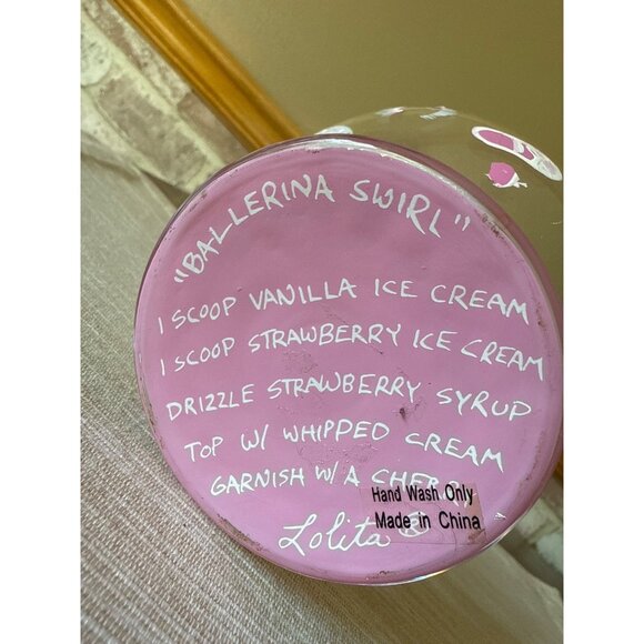 Hand Painted Lolita "Ballerina Swirl" Ice Cream Bowl Dish Pink - Picture 4 of 12